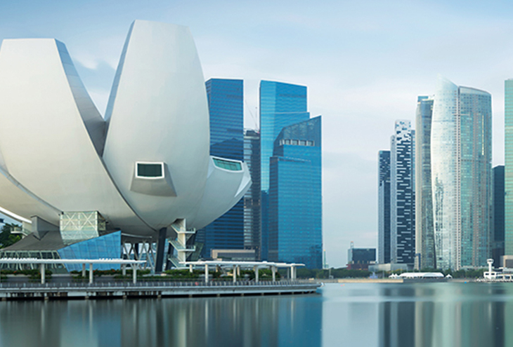 Panorama image showing the skyline of singapore