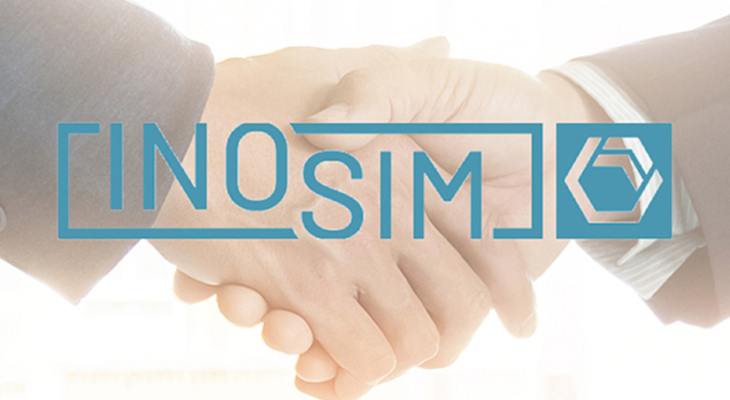 A picture of a handshake with the INOSIM logo on top