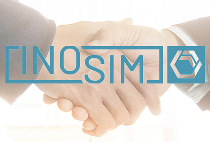 A picture of a handshake with the INOSIM logo on top
