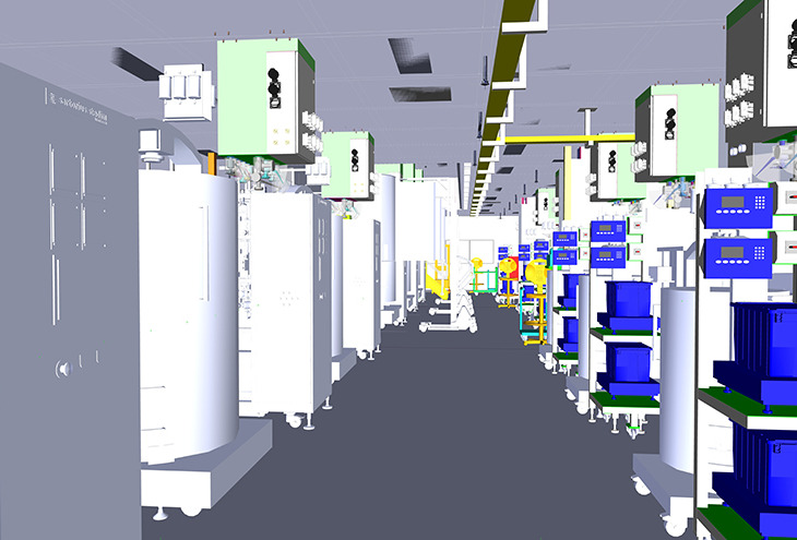 3D-image of production area with single use systems